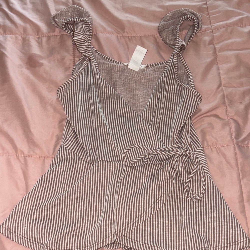 Caution To The Wind Striped Brown Blouse